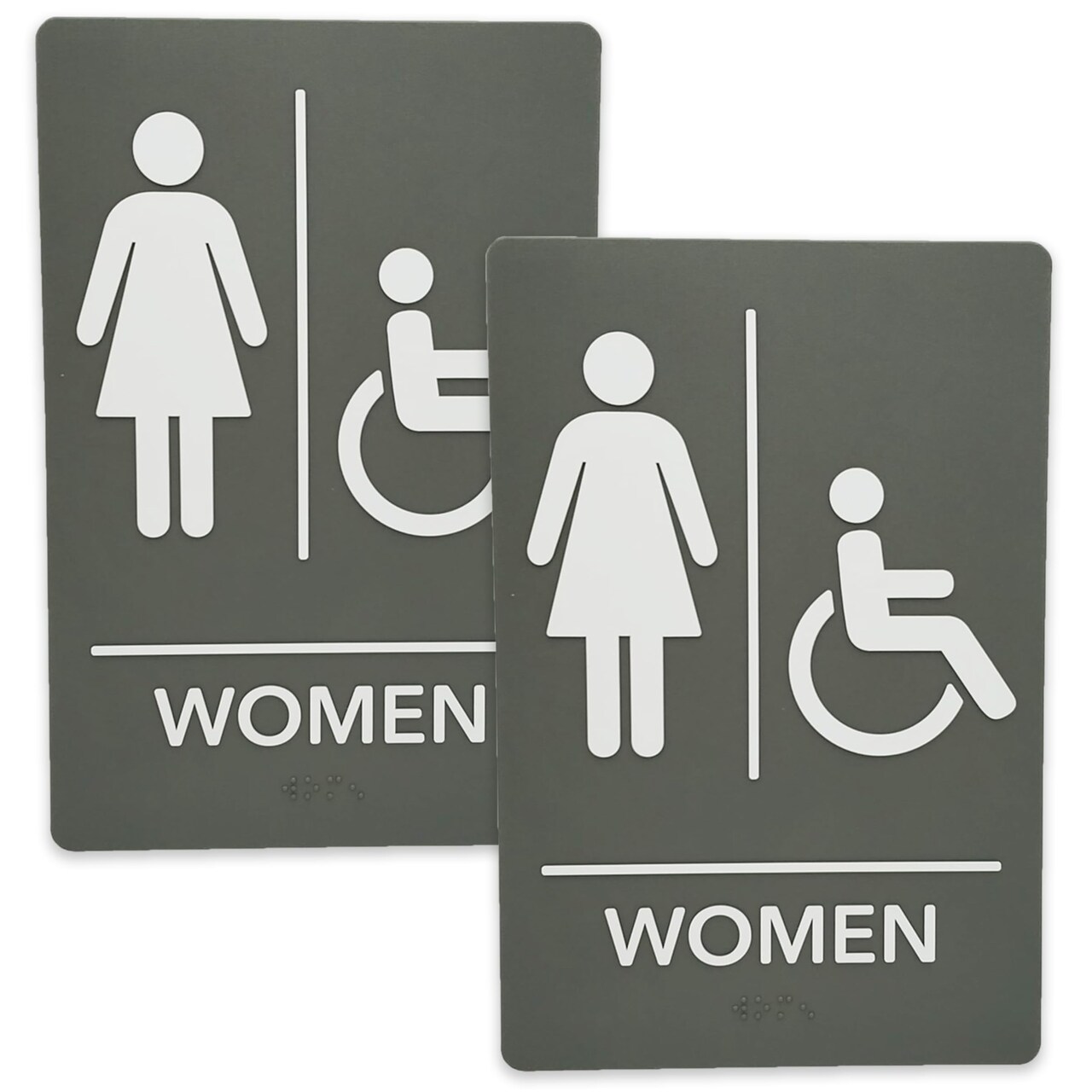 ADA-Compliant Wayfinding Signs – Durable, Non-Glare, Scratch-Resistant & Ready to Install. Featuring Grade 2 Braille & Raised Tactile Text, These Premade Signs Ensure Easy Compliance for Businesses 2 Pack